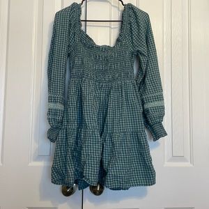 Gingham blue mini dress